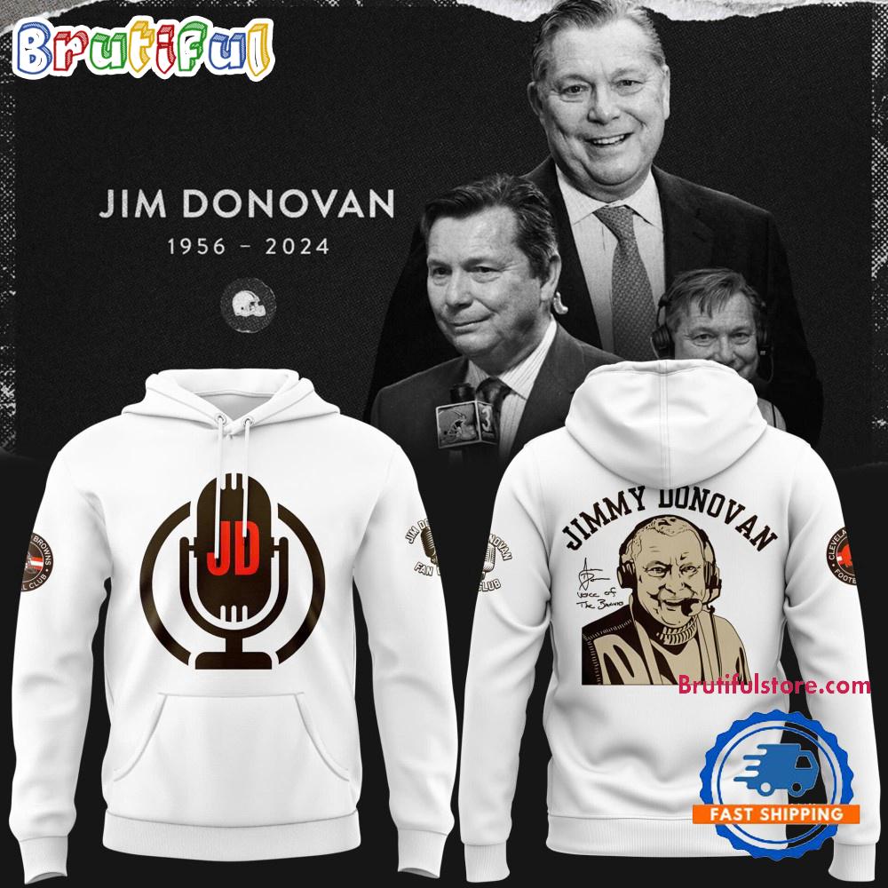 Cleveland Browns Jim Donovan Graphic White Hoodie Shirt
