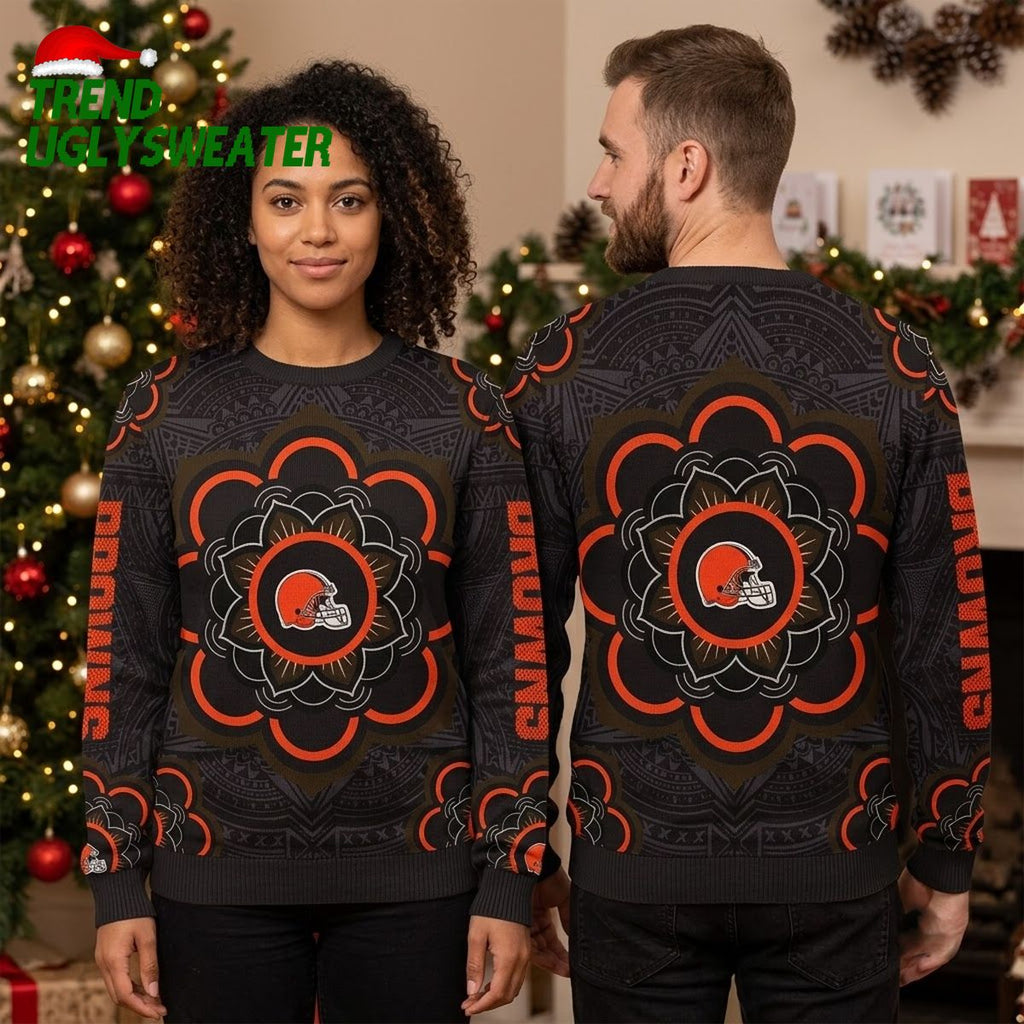 Cleveland Browns Mandala Helmet Logo Ugly Christmas Sweater