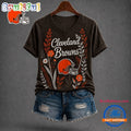 Cleveland Browns NFL Floral Garden V Neck T Shirt