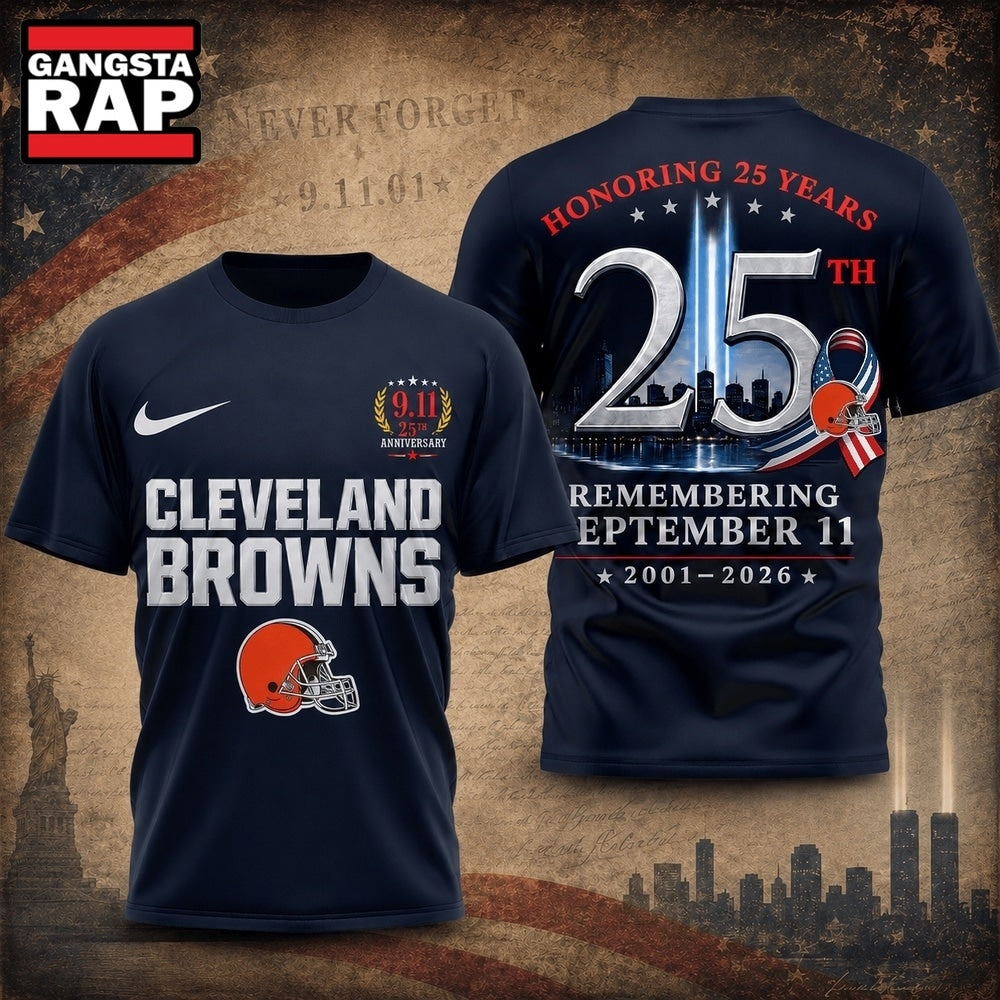 Cleveland Browns NFL Honoring 25 Years Remembering September 11 T Shirt, Football New Design Shirt