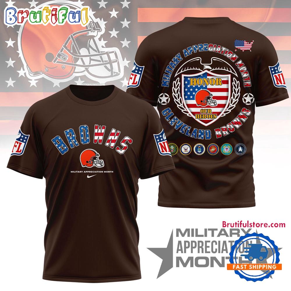 Cleveland Browns NFL Military Appreciation Month New Design 3D Shirt