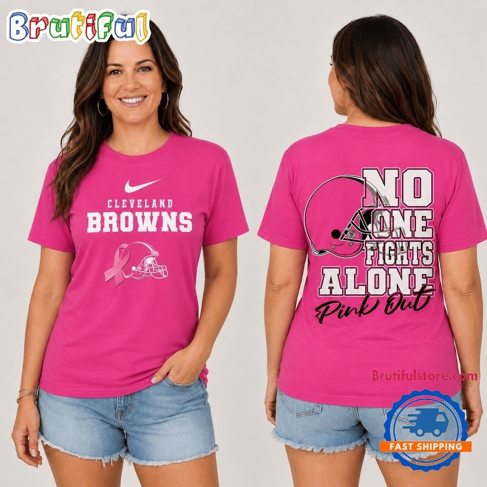 Cleveland Browns NFL No One Fight Alone Pink Out T Shirt