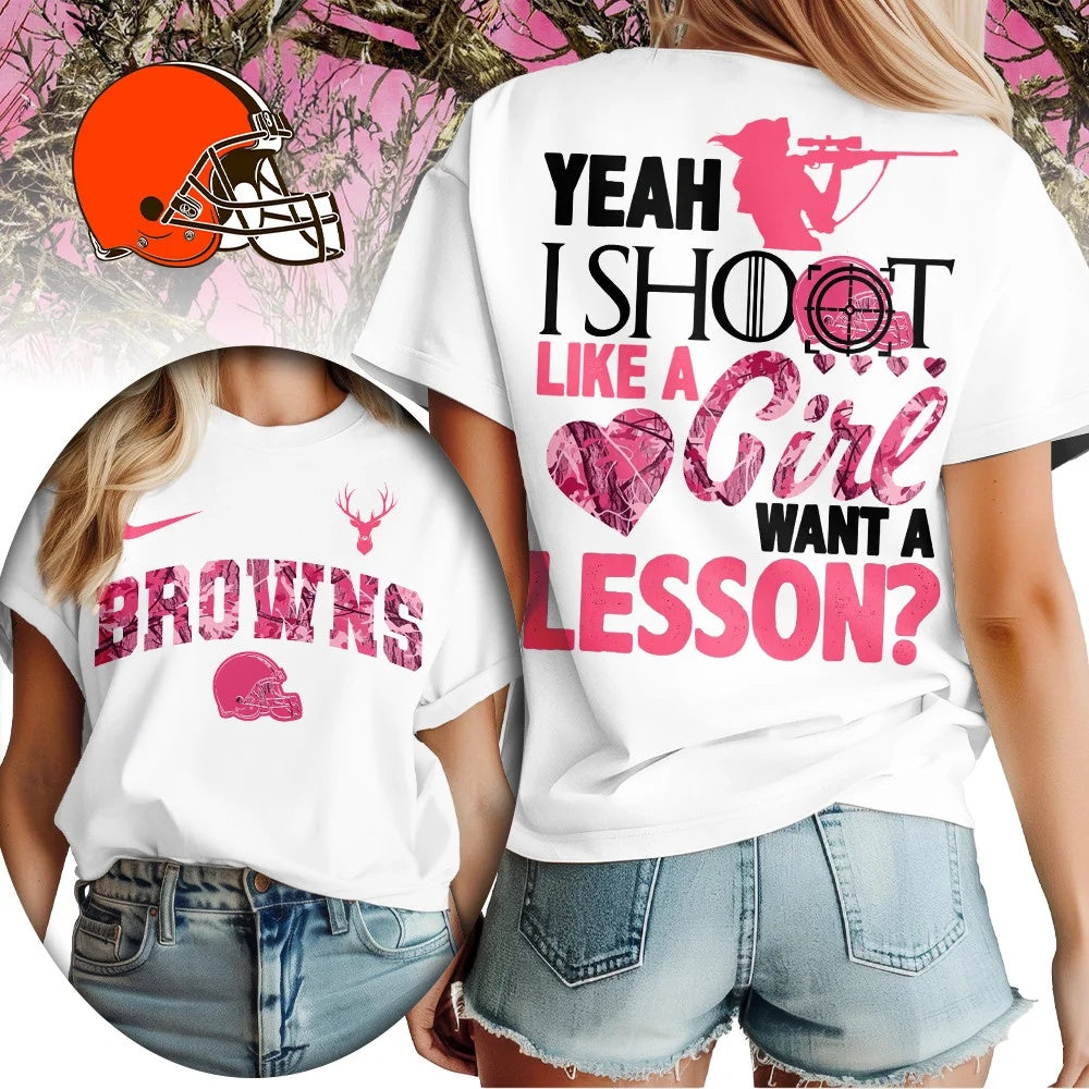Cleveland Browns Premium NFL Shoot Like A Girl Women T-Shirt