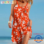 Cleveland Browns Rose Pattern Women’s Summer Beach Sling Dress