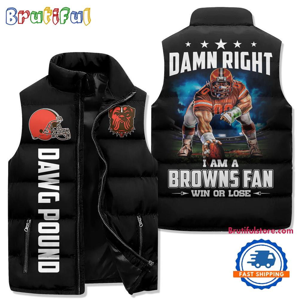 Cleveland Browns Sporty Mascot Design Sleeveless Puffer Jacket