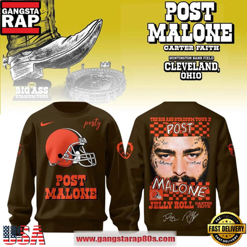 Cleveland Browns x Post Malone Jelly Roll The Big Ass Stadium Tour 2026 Sweatshirt