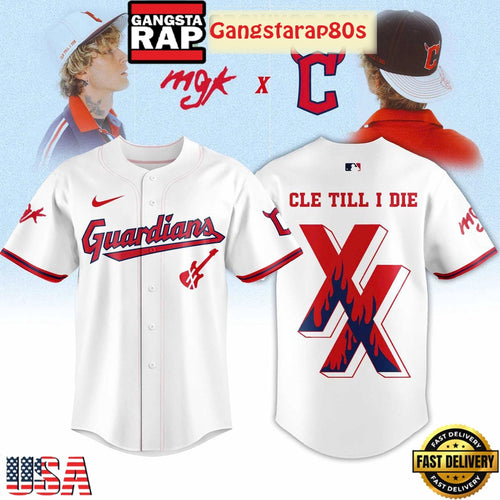 Cleveland Guardians x Machine Gun Kelly Cle Till I Die White Baseball Jersey