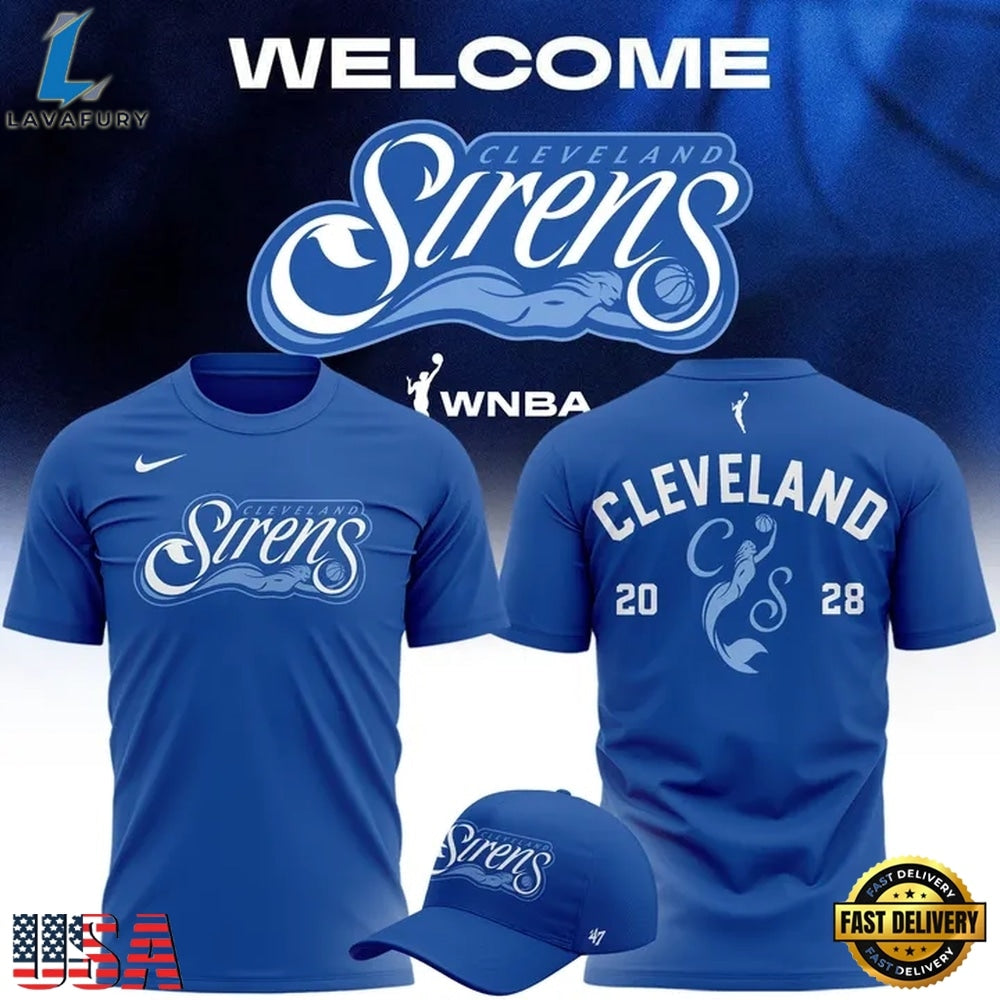 Cleveland Sirens 2028 WNBA Primary Logo Blue Hoodie T-Shirt