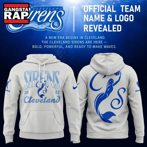 Cleveland Sirens 2028 WNBA Primary Logo Sky High Cream Hoodie . Trending 3D Shirt