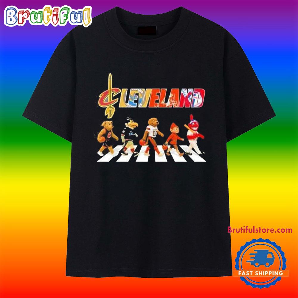 Cleveland Sports Mascot Chibi Walking Abbey Road 2025 T Shirt