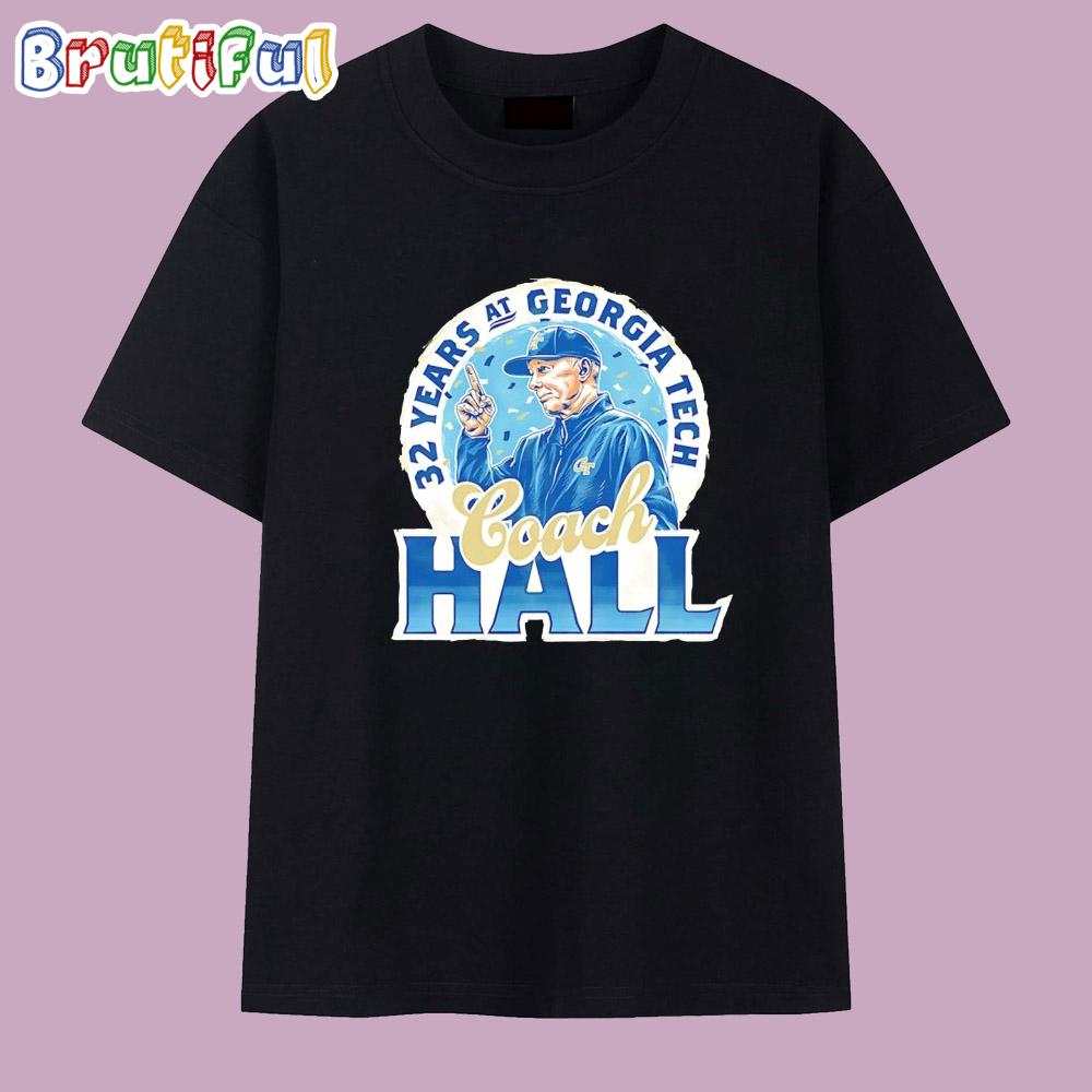 Coach Danny Hall 320 years at Georgia Tech Yellow Jackets T Shirt