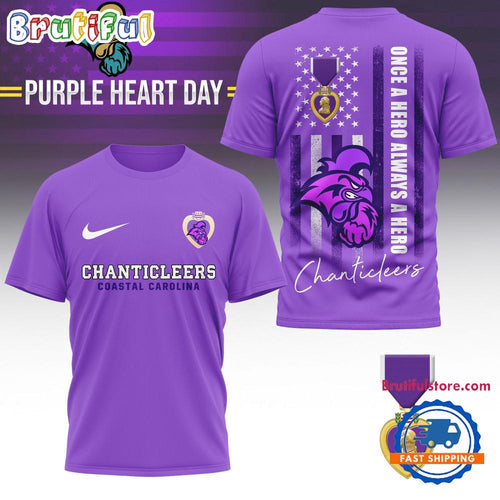 Coastal Carolina Chanticleers NCAA National Purple Heart Day Unisex 3D Shirt