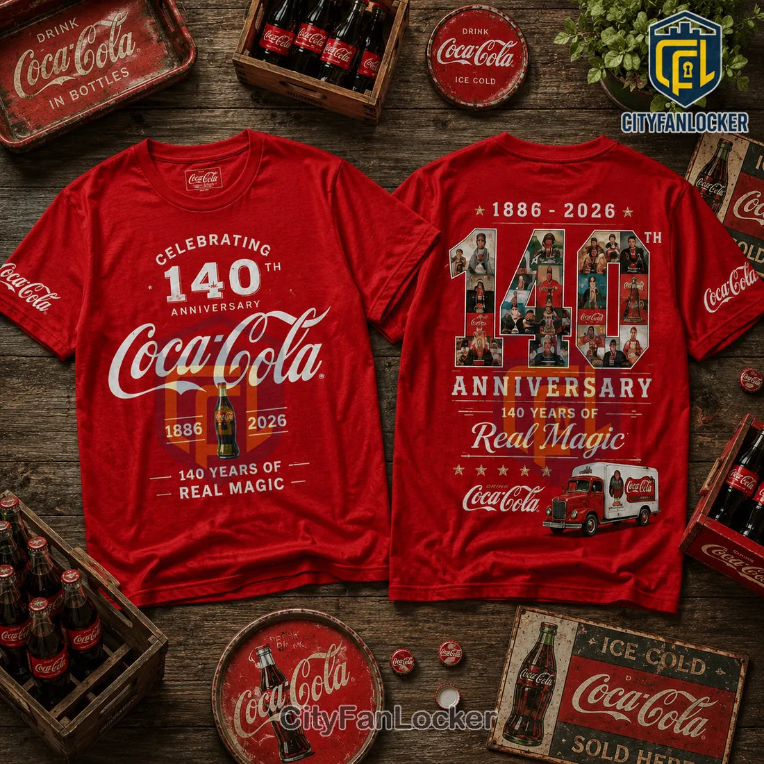Coca-Cola 140th Anniversary 1886-2026 Red T-Shirt