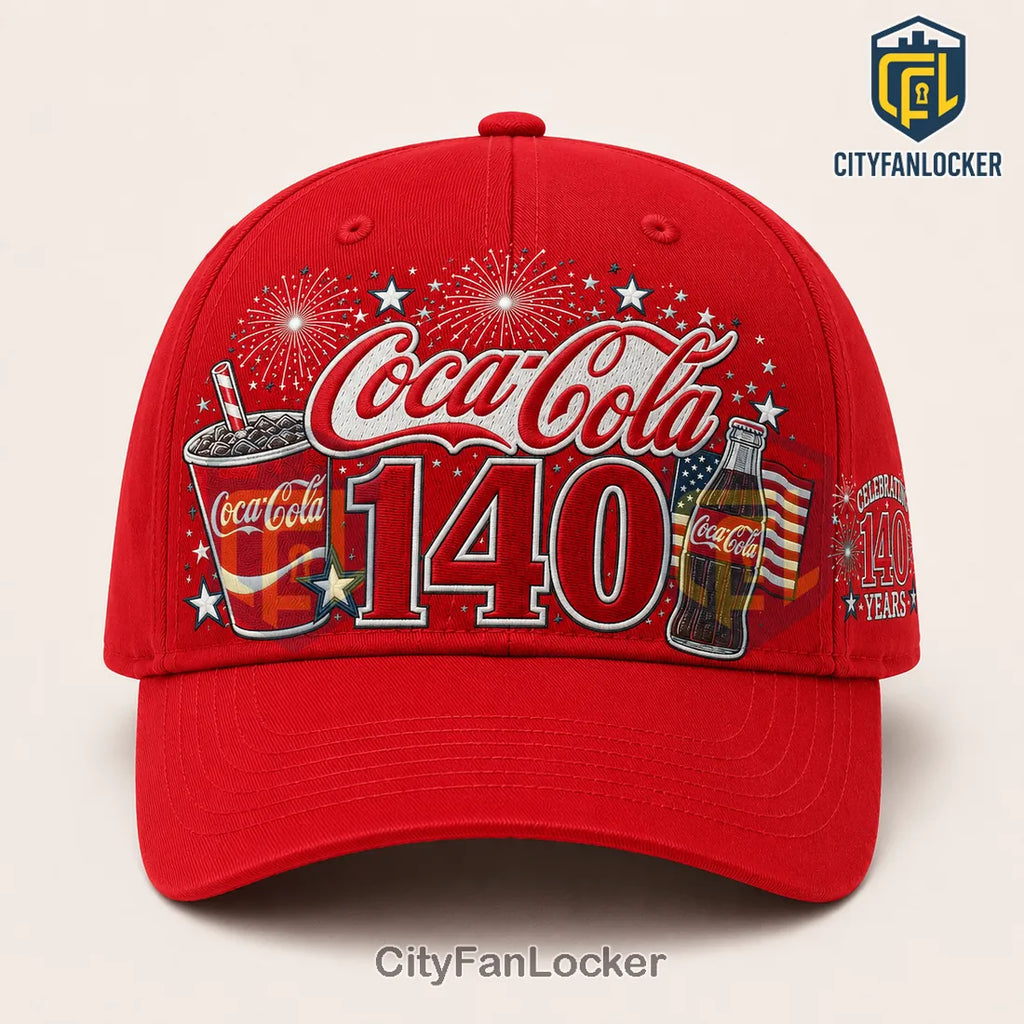 Coca-Cola 140th Anniversary Red Baseball Cap