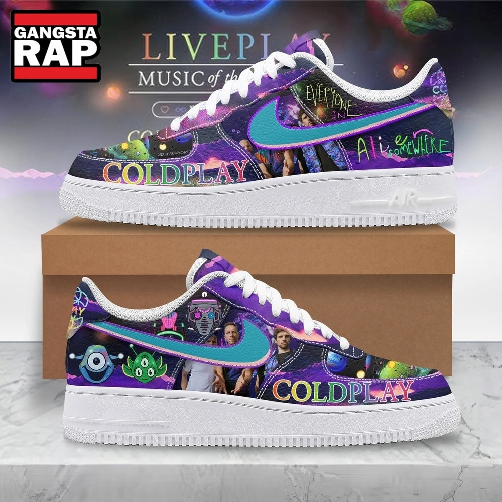 Coldplay Music Of The Spheres Alien Everywhere Graphic Custom Air Force 1 Shoes, Music Air Force 1 Shoes
