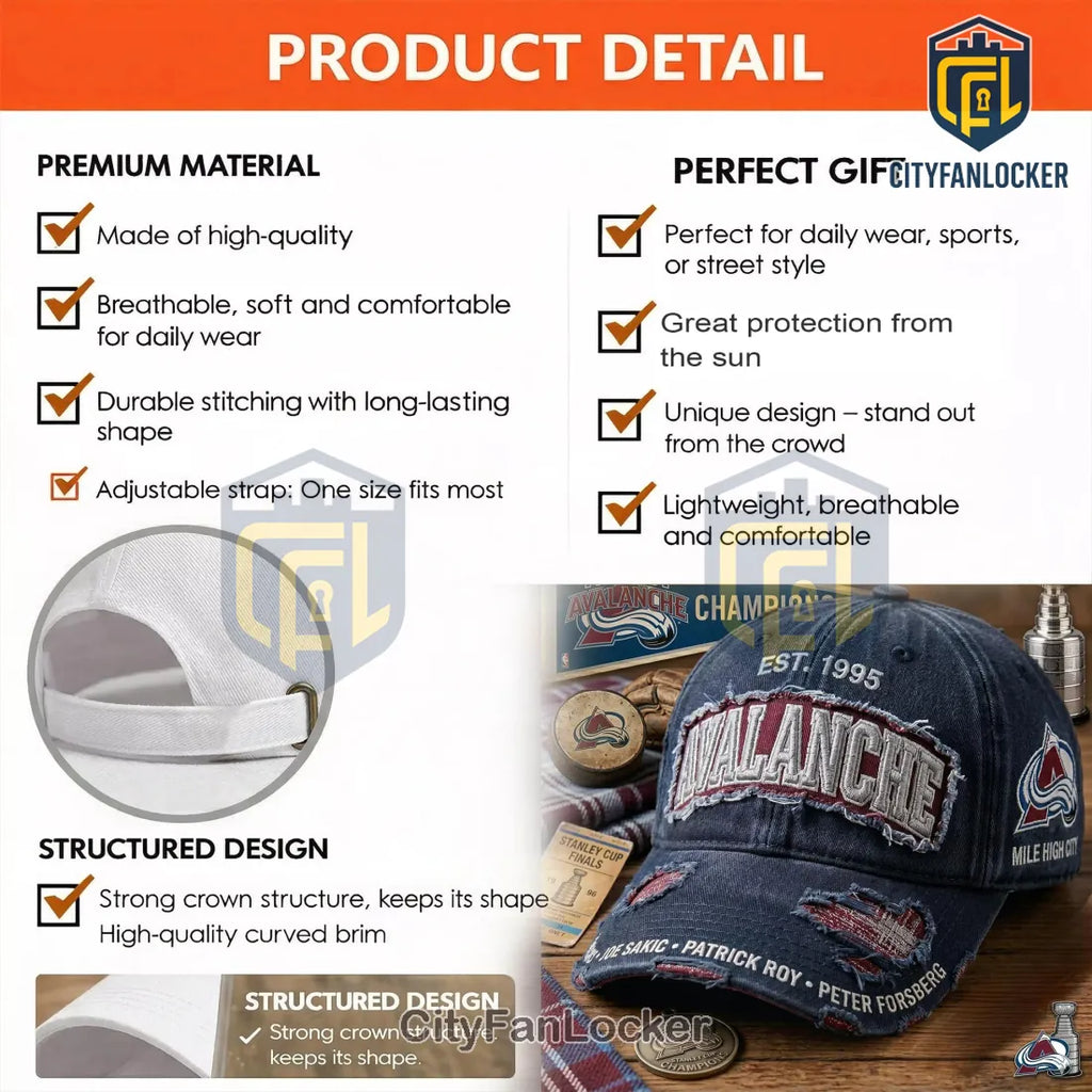 Colorado Avalanche Est 1995 Distressed Baseball Cap