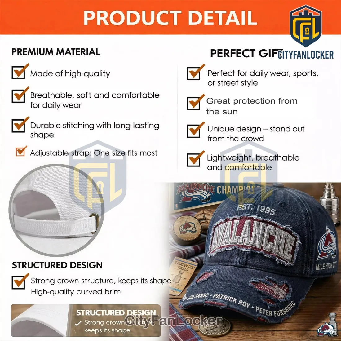 Colorado Avalanche Est 1995 Distressed Baseball Cap