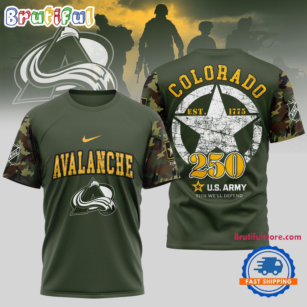 Colorado Avalanche NHL 250 Years US Army Limited 3D Shirt