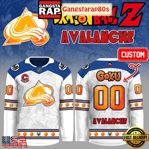 Colorado Avalanche x Dragonball Z Super Aura Custom Hockey Jersey