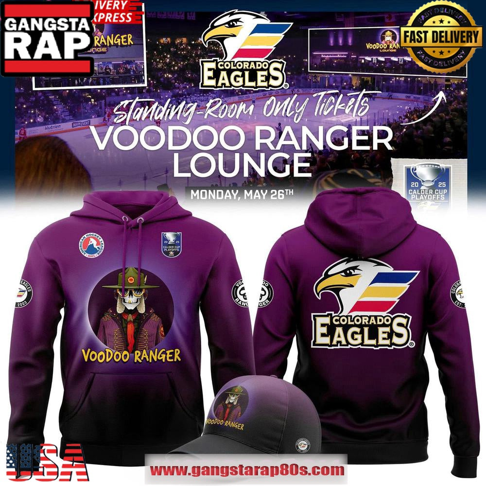 Colorado Eagles x Voodoo Ranger Lounge 2025 Purple All Over Print Hoodie