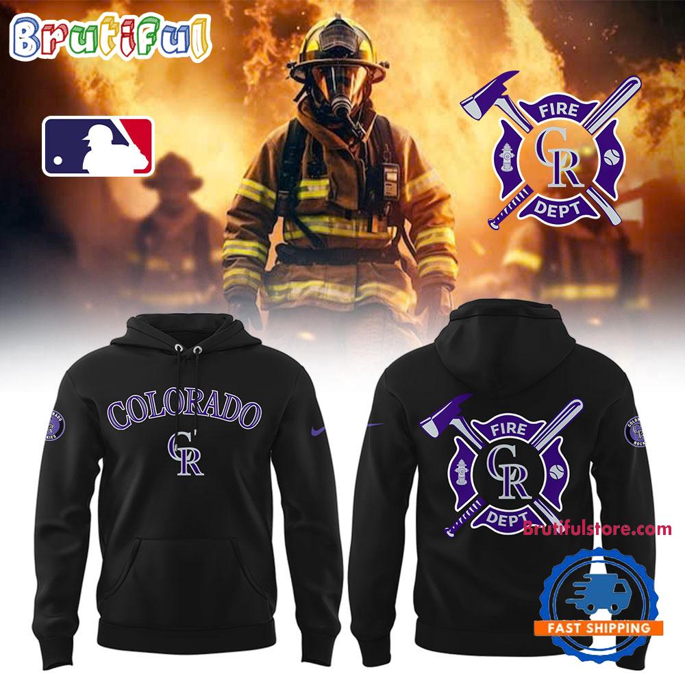 Colorado Rockies x Firefighter Appreciation Night Black Hoodie T-Shirt