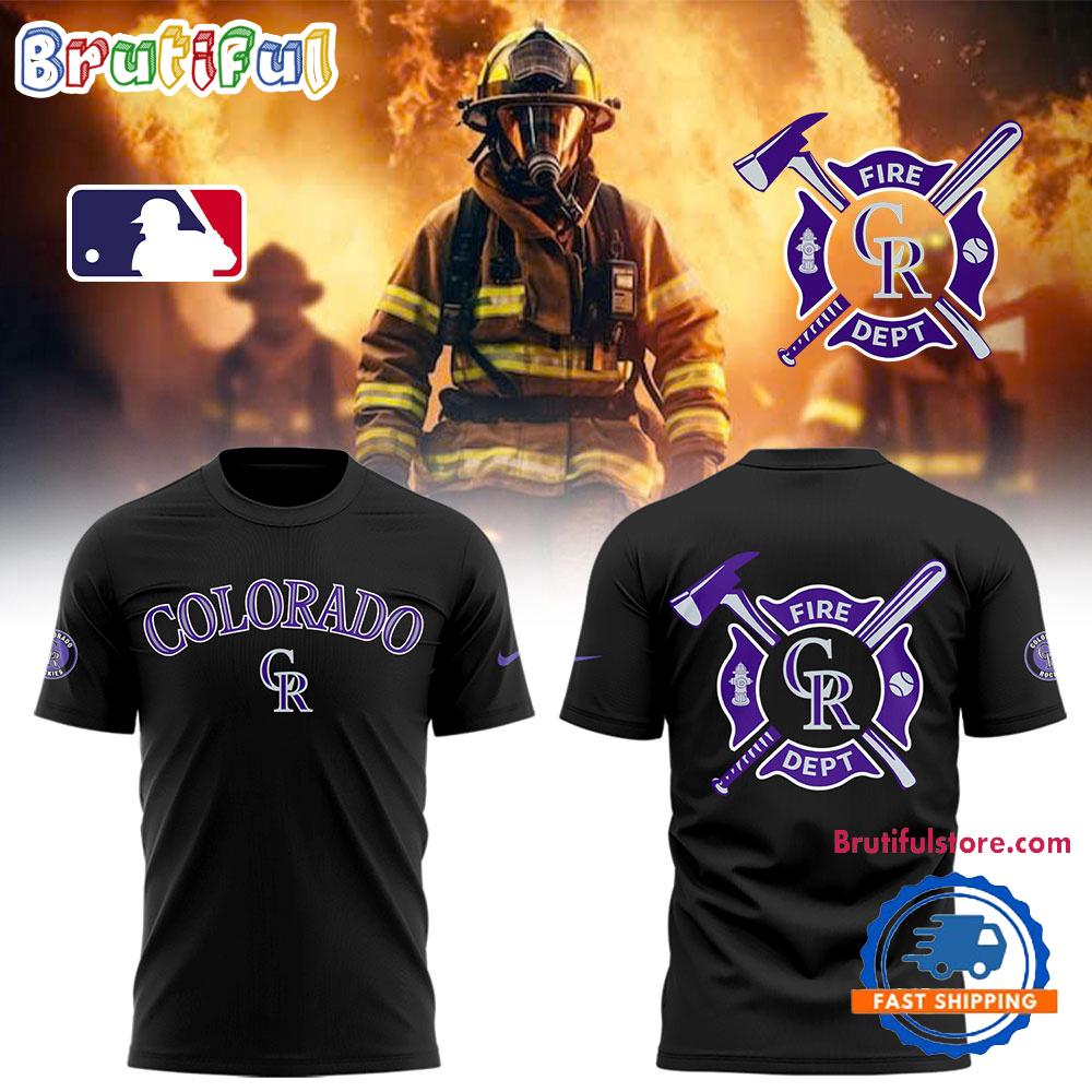 Colorado Rockies x Firefighter Appreciation Night Black Hoodie T-Shirt