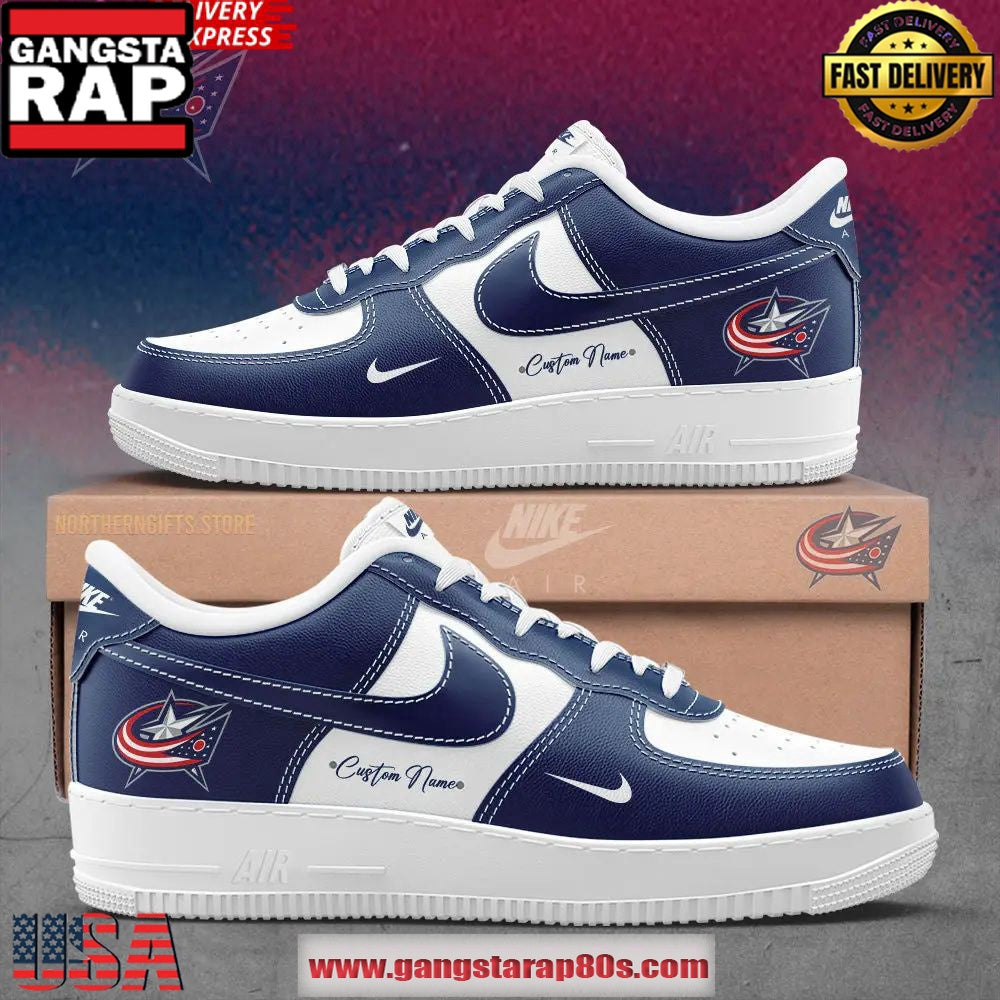 Columbus Blue Jackets Custom 2025 Air Force 1 Running Sneakers Shoes