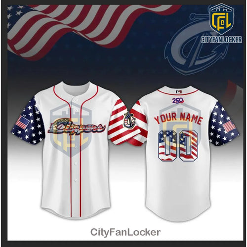 Columbus Clippers 250th Anniversary USA Flag Baseball Jersey