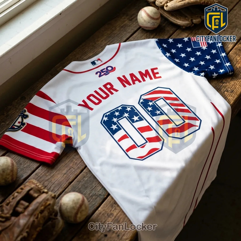 Columbus Clippers 250th Anniversary USA Flag Baseball Jersey