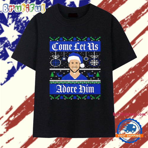 Come Let Us Adore Him Josh Allen Buffalo Bills Ugly Christmas T Shirt