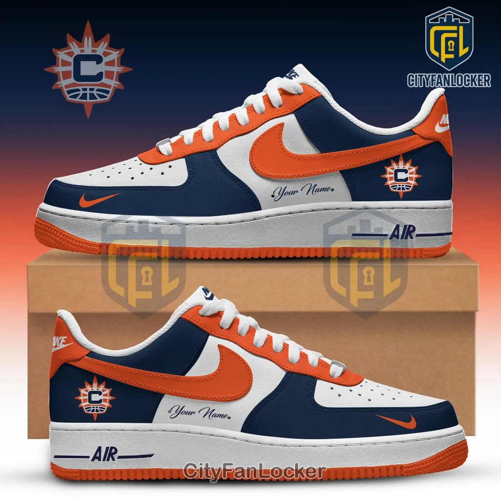 Connecticut Sun Navy Orange Custom Nike Air Force 1 Low Top