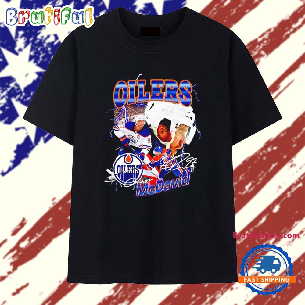 Connor McDavid Edmonton Oilers Graphic Signature T Shirt