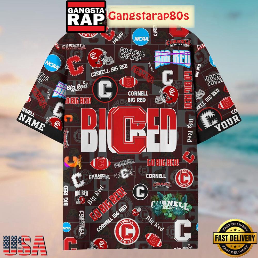 Cornell Big Red Solgan Go Big Red True Fan Spirit Custom Name Aloha Hawaiian Shirt