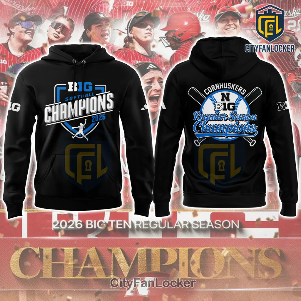 Cornhuskers 2026 Big Ten Softball Regular Season Champions Hoodie