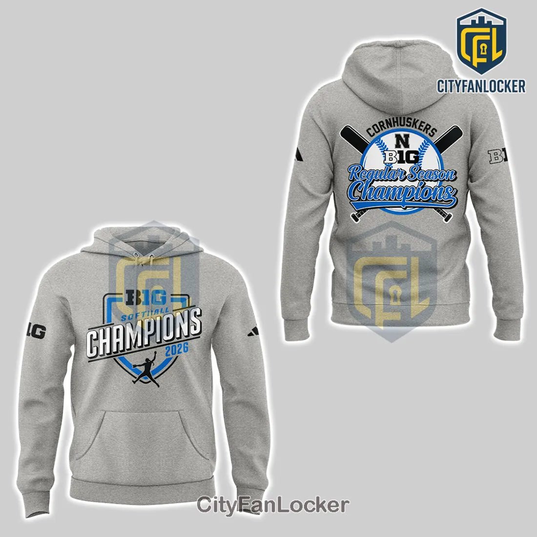 Cornhuskers Big Ten Softball Champions 2026 Regular Season Hoodie