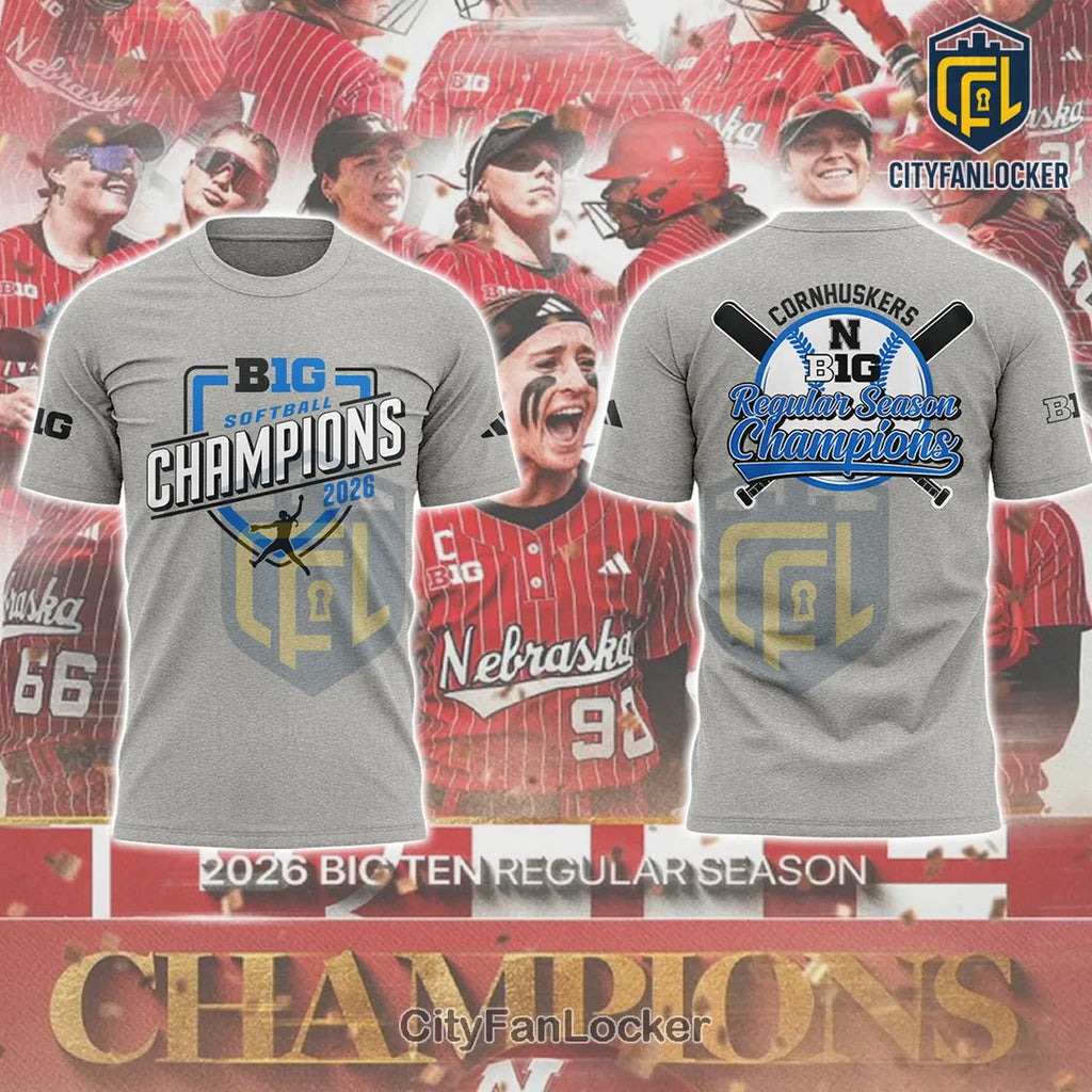 Cornhuskers Big Ten Softball Champions 2026 Regular Season Hoodie