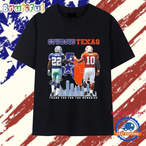 Cowboys Texas Smith and Young Thank You for the Memories Signature T Shirt