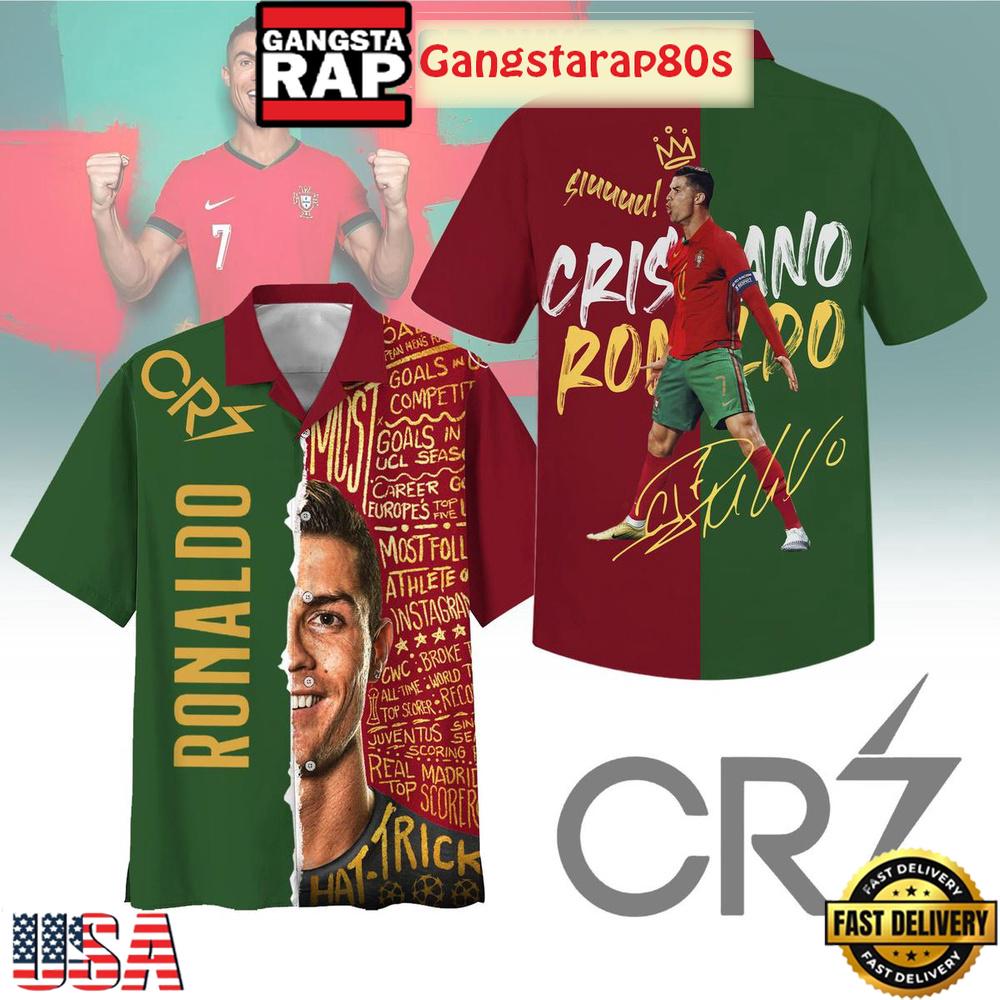 Cristiano Ronaldo Portugal Football Captain Siuu Aloha Hawaiian Shirt