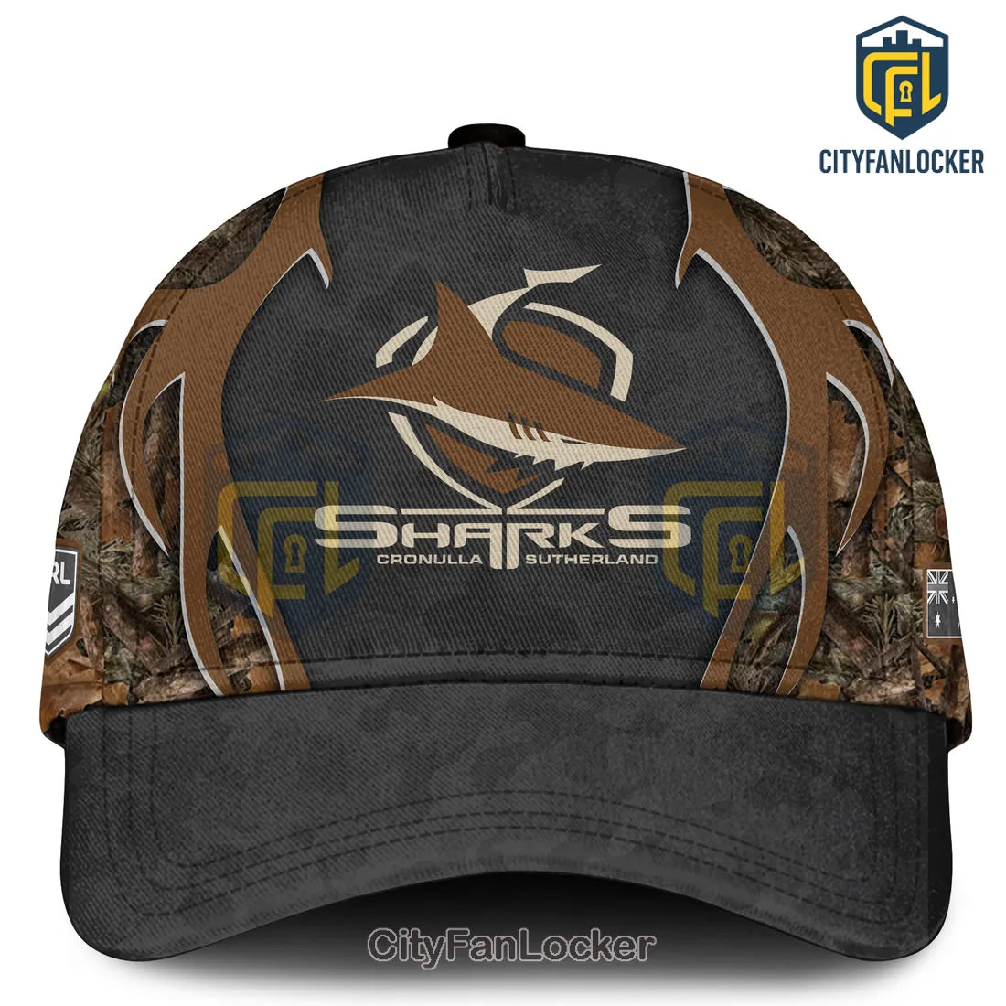 Cronulla Sharks NRL Hunting Season Camo Personalized Hoodie