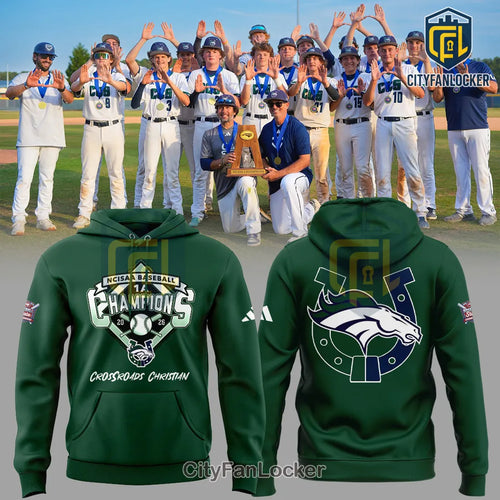 Crossroads Christian School NCISAA 1A Baseball Champions 2026 Green Hoodie