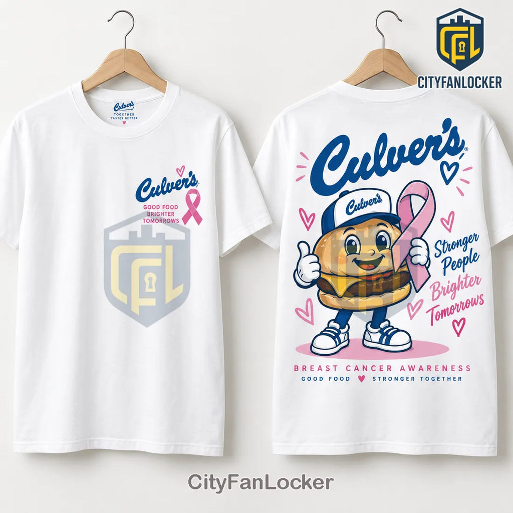 Culver’s Breast Cancer Awareness Mascot White Shirt
