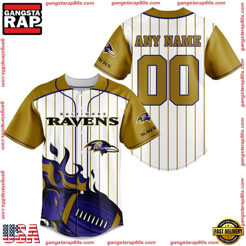 NFL Custom Name Number Baltimore Ravens Baseball Jersey Shirt