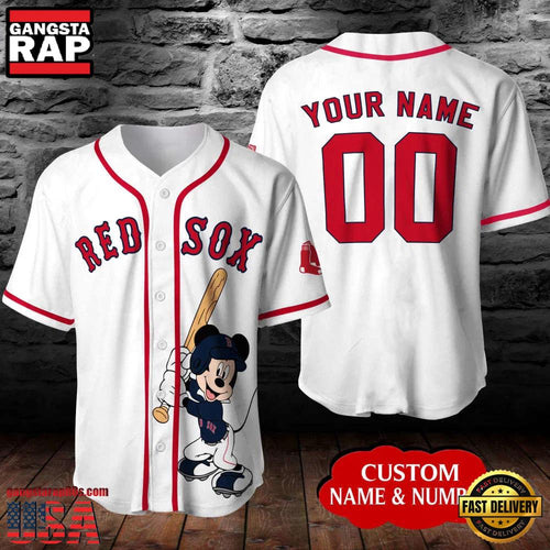 Personalized Boston Red Sox Mickey Mouse Summer Baseball Jersey Shirt