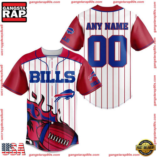 NFL Custom Name Number Buffalo Bills Baseball Jersey Shirt