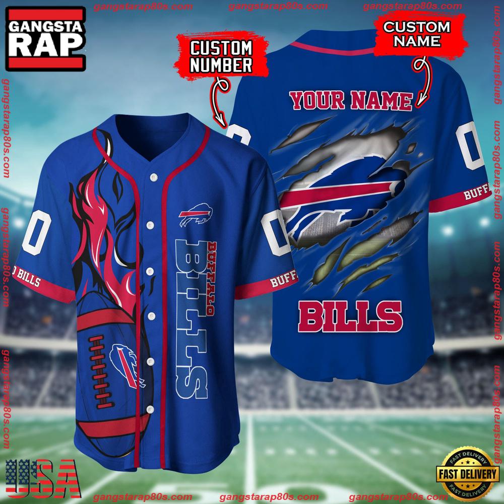 NFL Custom Name Number Buffalo Bills Football Team Baseball Jersey Shirt