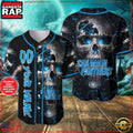 Custom Name And Number Carolina Panthers NFL Team Skull Baseball Jersey Shirt