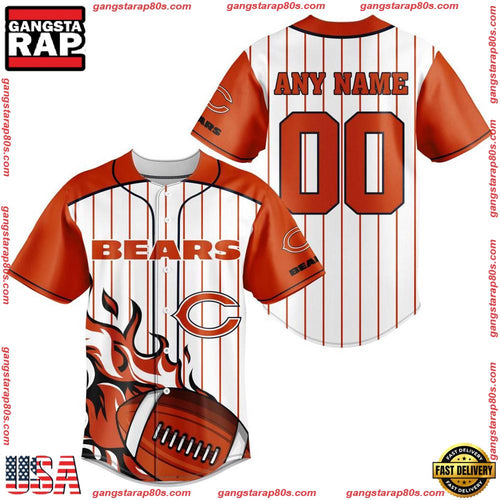 NFL Custom Name Number Chicago Bears Baseball Jersey Shirt