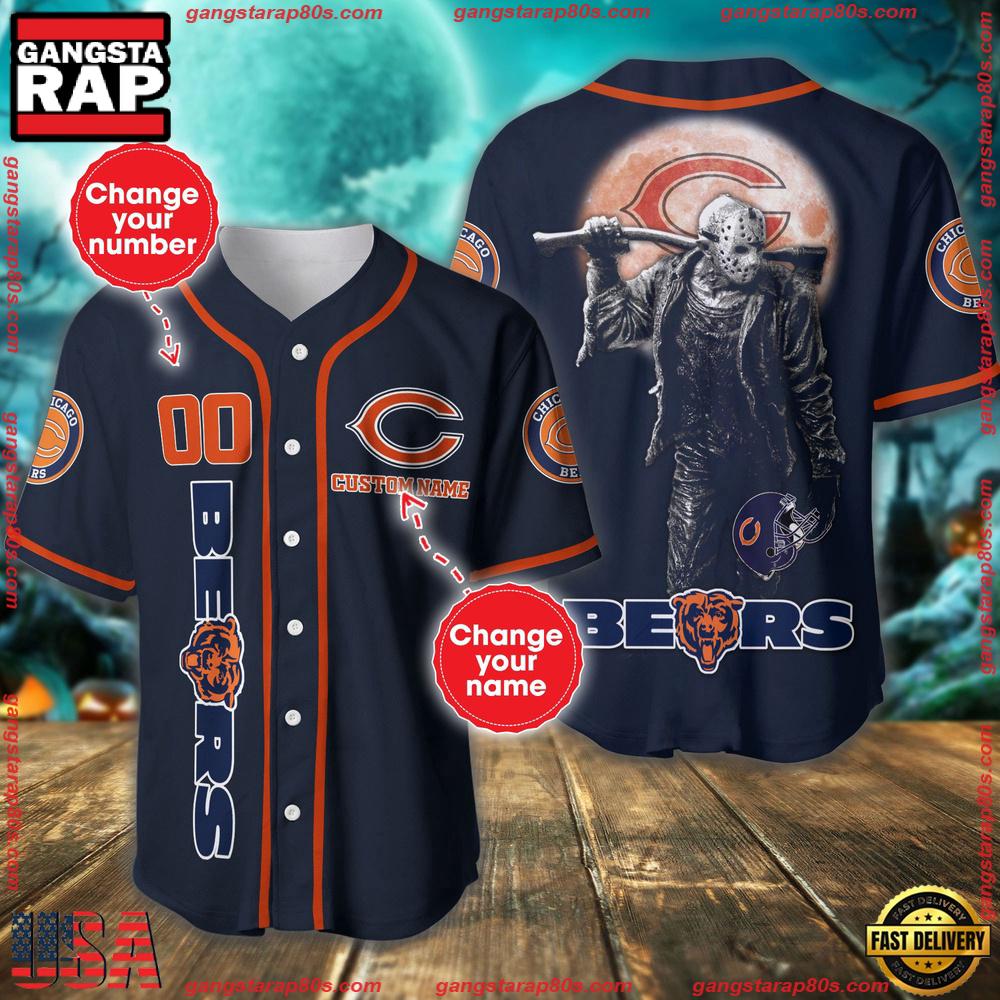 NFL Custom Name Number Chicago Bears Horror 3D New Design Baseball Jersey Shirt