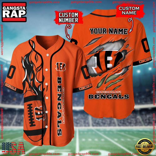 NFL Custom Name Number Cincinnati Bengals Football Team Baseball Jersey Shirt