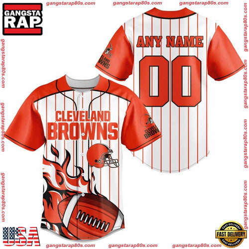 NFL Custom Name Number Cleveland Browns Baseball Jersey Shirt